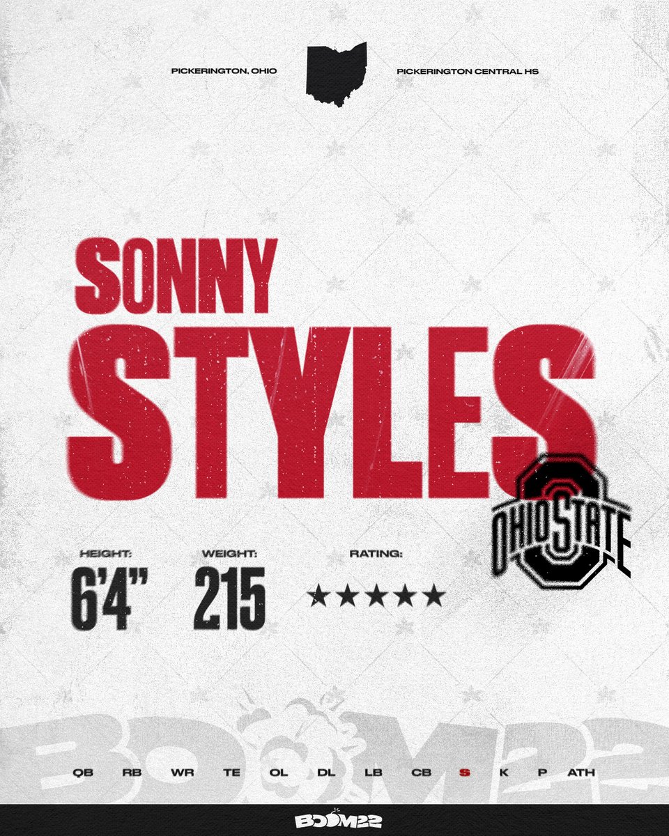 OhioStateFB's tweet photo. The Hometown Kid. 
The Buckeye Legacy. 
The Next Buckeye Great. 

@sonnystyles_ 

#BOOM22 https://t.co/MUknRnPlfy