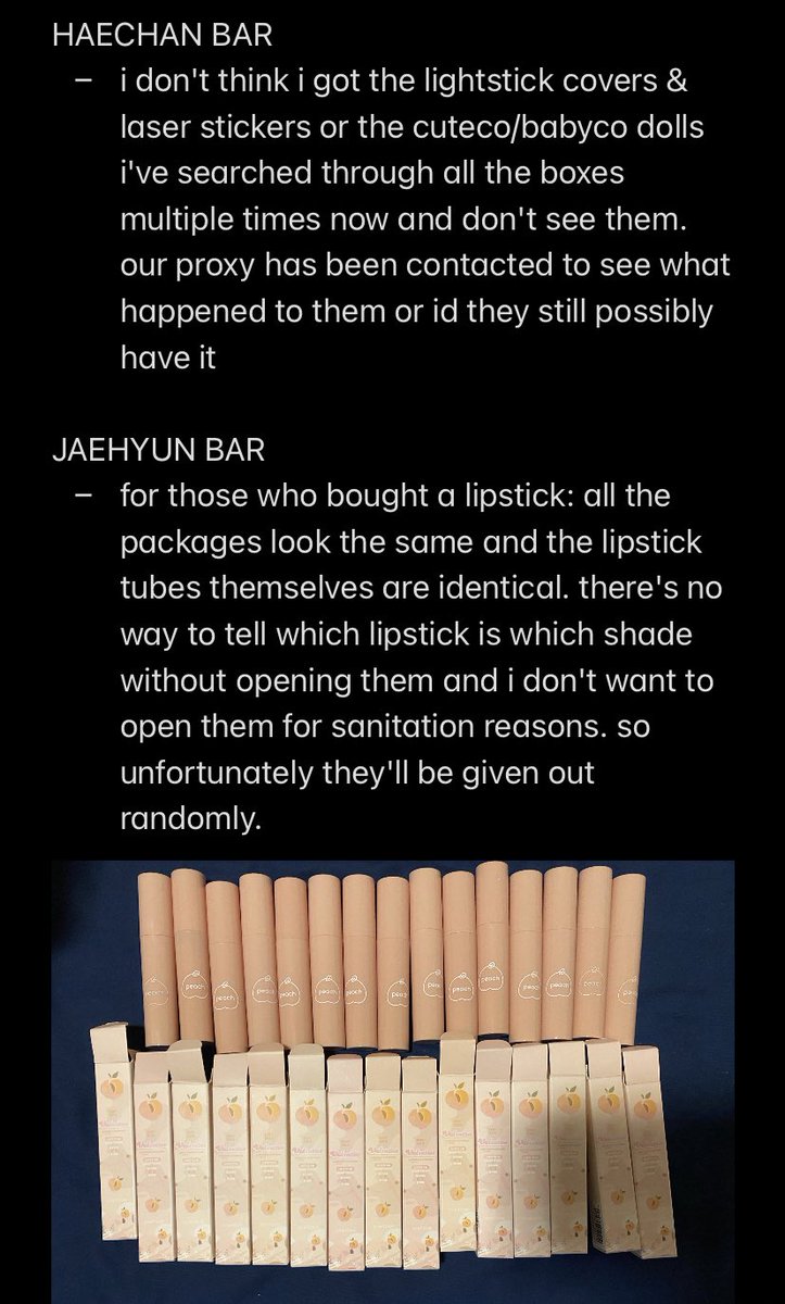 neotechshop's tweet photo. update. tldr: i can't work on these GOs rn bc i had to leave my apartment &amp; go home. taeyong, haechan &amp; jaehyun bar goods had some issues.

payment deadlines are waived until further notice since i can't ship anything atm. if u have any other questions, feel free to dm - mady https://t.co/0mJkyzze3K