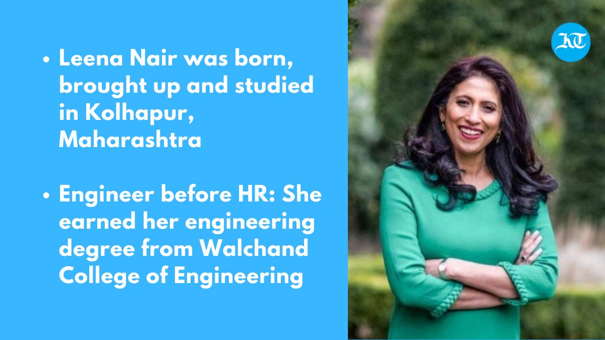 khaleejtimes's tweet photo. Leena Nair is a British national, who was born in Maharashtra, India. She studied engineering at Walchand College in Sangli and is an alumnus of XLRI Jamshedpur. https://t.co/yVJuWRqzgV