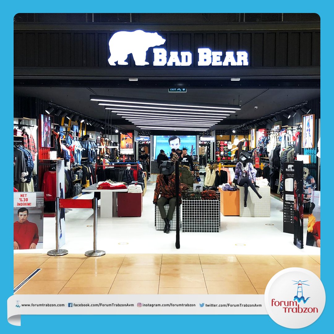 ForumTrabzonAvm's tweet photo. Sokak giyim markalarının öncüsü Bad Bear, açılışa özel fırsatlarıyla artık Forum Trabzon’da!

#ForumTrabzon #BadBear https://t.co/zKZB2ILvH4