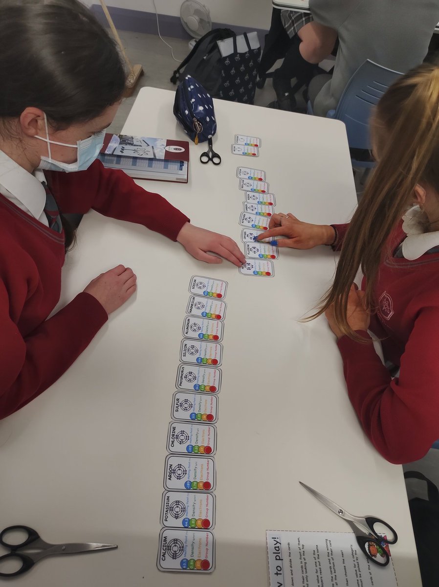 ellenolan's tweet photo. 2E @ClaregalwayColl being introduced to the Periodic Table by seeing if they can ARRANGE the first 20 elements into groups by only looking at their properties and electronic configuration. Lots of talking, lots of thinking, lots of learning #MagentaPrinciples @MikeHughesETS https://t.co/5BJ4I2Oew1