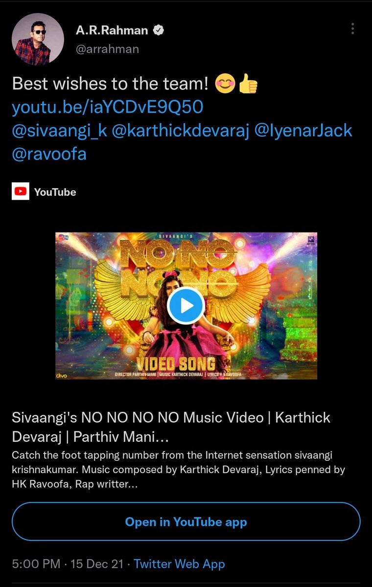 MediaMasons's tweet photo. ThalaivARR 😍
Means a lot to us
@arrahman
.
MUSIC DIRECTOR : @karthick__devaraj 
SINGER : @sivaangi_k
 DIRECTOR:@Parthiv_Mani
RAP WRITTEN AND PERFORMED BY : @IyenarJack
LYRICS : @ravoofa
DANCE CHOREOGRAPHER @RaghuNorules https://t.co/YWQZlSjeME