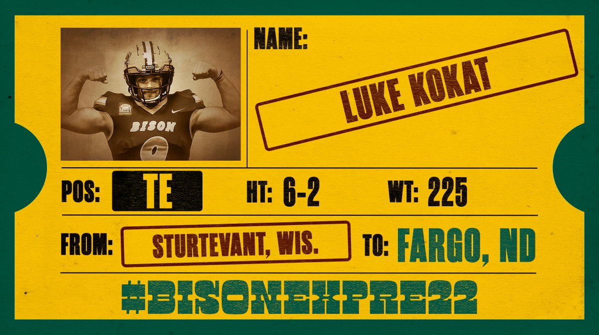 Welcome to the Bison tight end Luke Kokat from Union Grove High School!🤘 #BisonExpre22