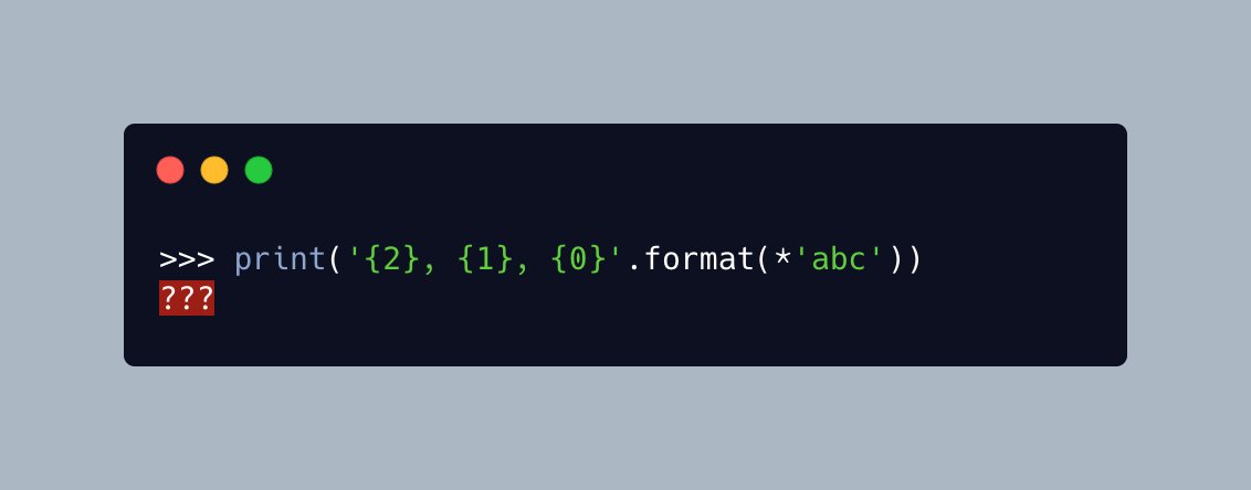 #Python Pop Quiz 🐍❓

What is the output of the following code?

A) c, b, a
B) a, b, c
C) cba
D) abc

The answer will be posted tomorrow!