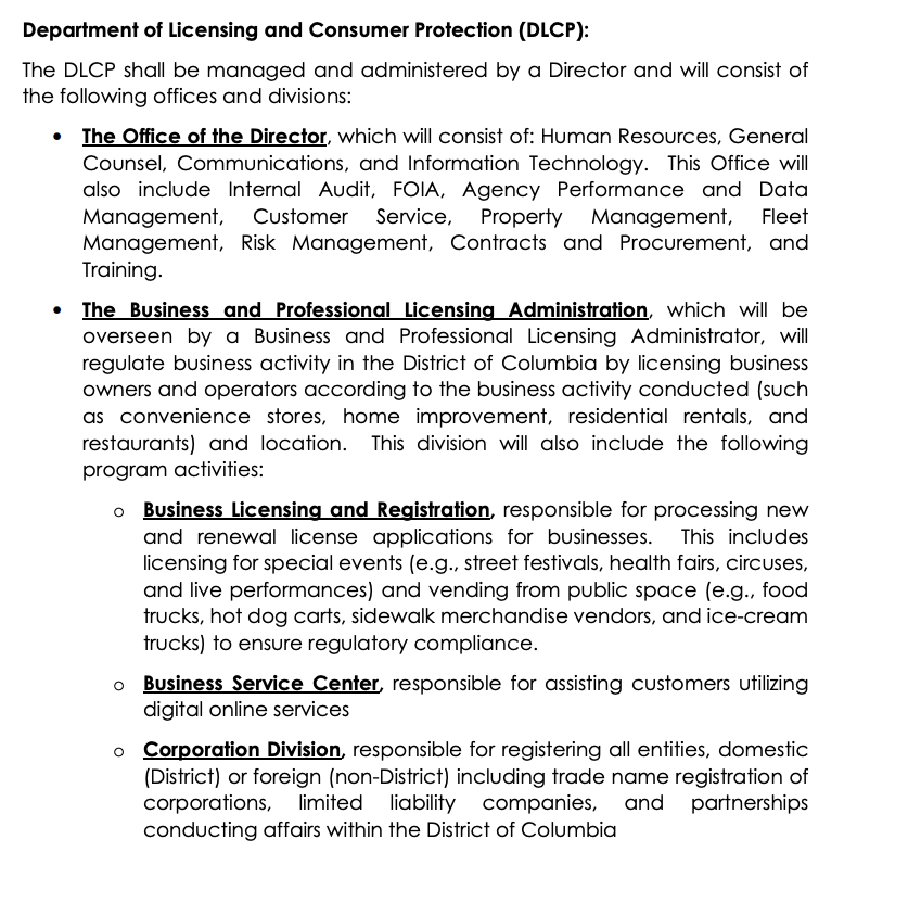 maustermuhle's tweet photo. It's actually happening: @MayorBowser has submitted a required plan outlining the D.C. Council-mandated breakup of @dcra into two new agencies — the Department of Buildings, and the Department of Licensing and Consumer Protection. Breakup date is Oct. 1, 2022. https://t.co/5OxCTkWw5m