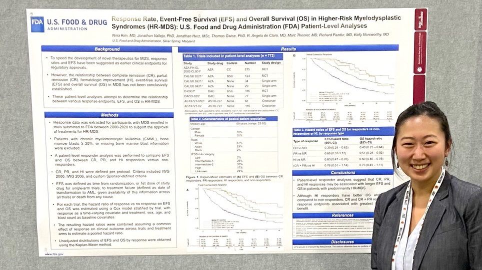 FDAOncology's tweet photo. Nina Kim was our excellent Interagency Oncology Task Force fellow from @theNCI this past year. She presented her work with #FDAOncology at #ASH21! 
Learn more about #ProjectSocrates—OCE's #MedEd programs: https://t.co/ijukYYew6V https://t.co/BphG7irg3F