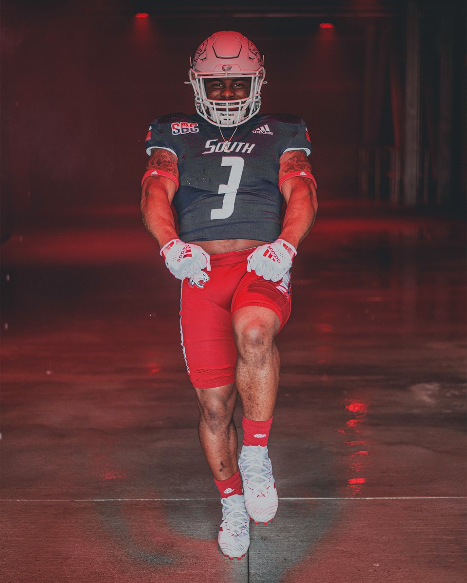 SouthAlabamaFB's tweet photo. First of the day!! Welcome to #OurCity Mr. Football‼️ Say hello to @webb_3ladamian 😤 https://t.co/rh3VWqmfAH