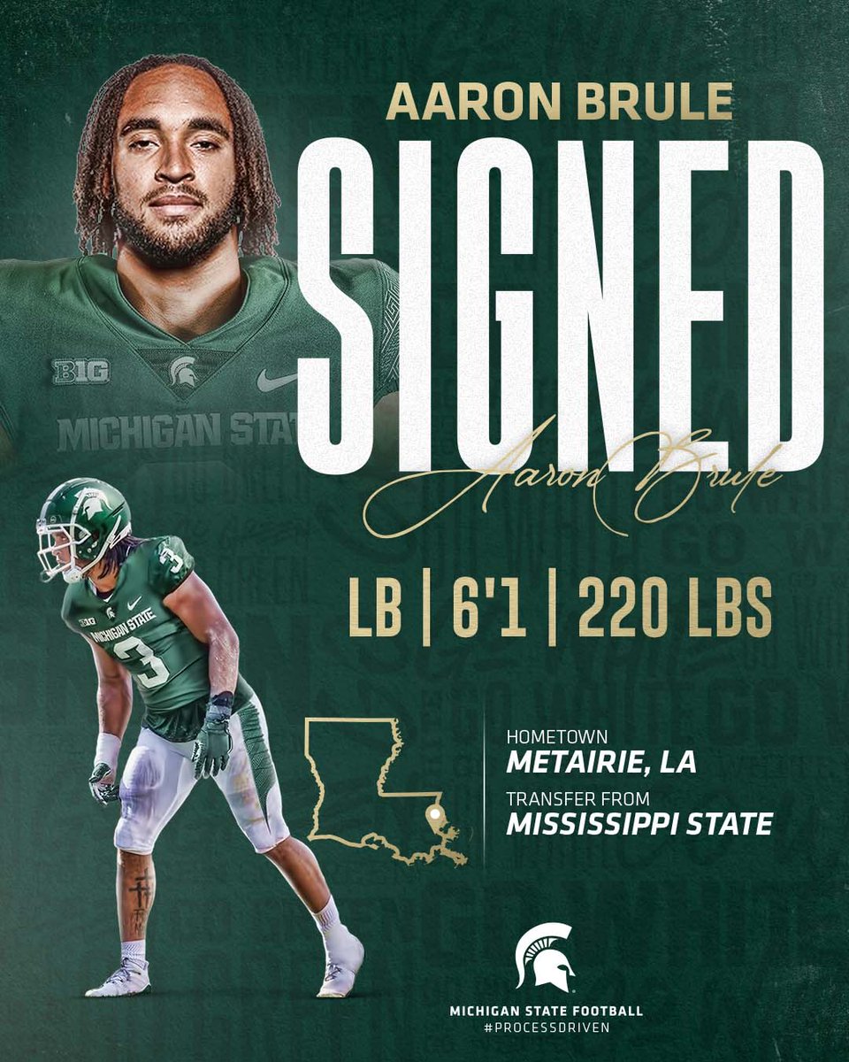 MSU_Football's tweet photo. NOLA to EL. @_AllOutAaron_ is now apart of the family.

#Proce22Driven // #GoGreen https://t.co/cjdFavOR1F