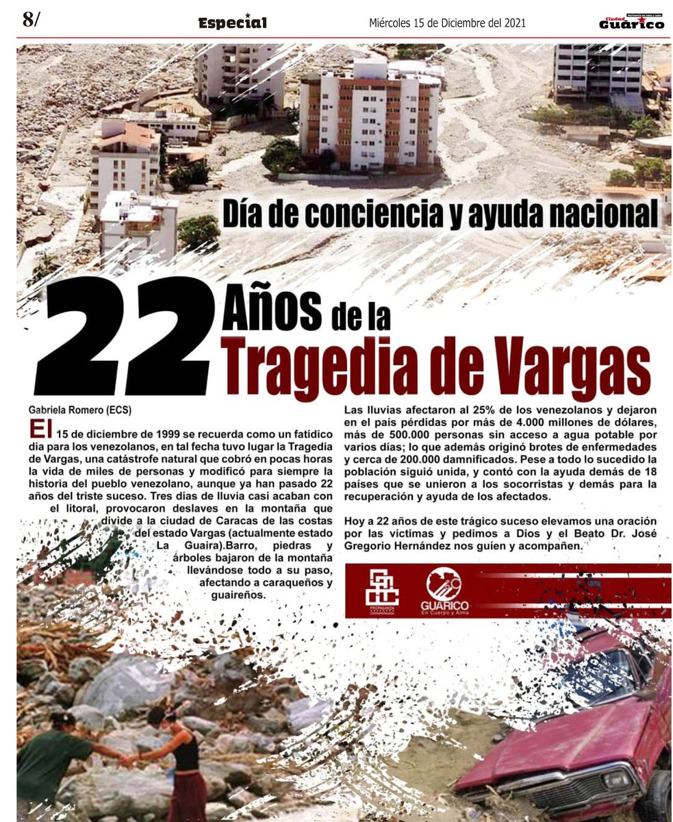#Especial✨ 22 Años de la tragedia de Vargas.

#Guárico
#22AñosConstitucionBolivariana
#VacunaciónYPrevención