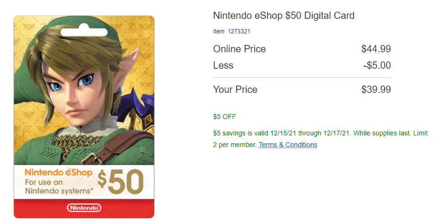 Buy Nintendo eShop $50 Gift Cards Online