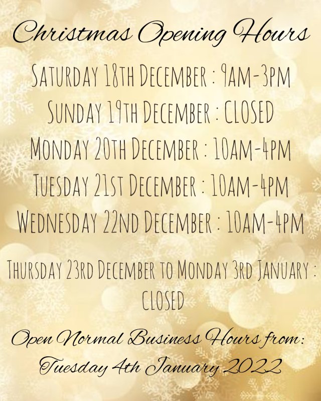 🎄🎄🎄🎄🎄🎄🎄🎄🎄🎄🎄
#Christmas Opening Hours!