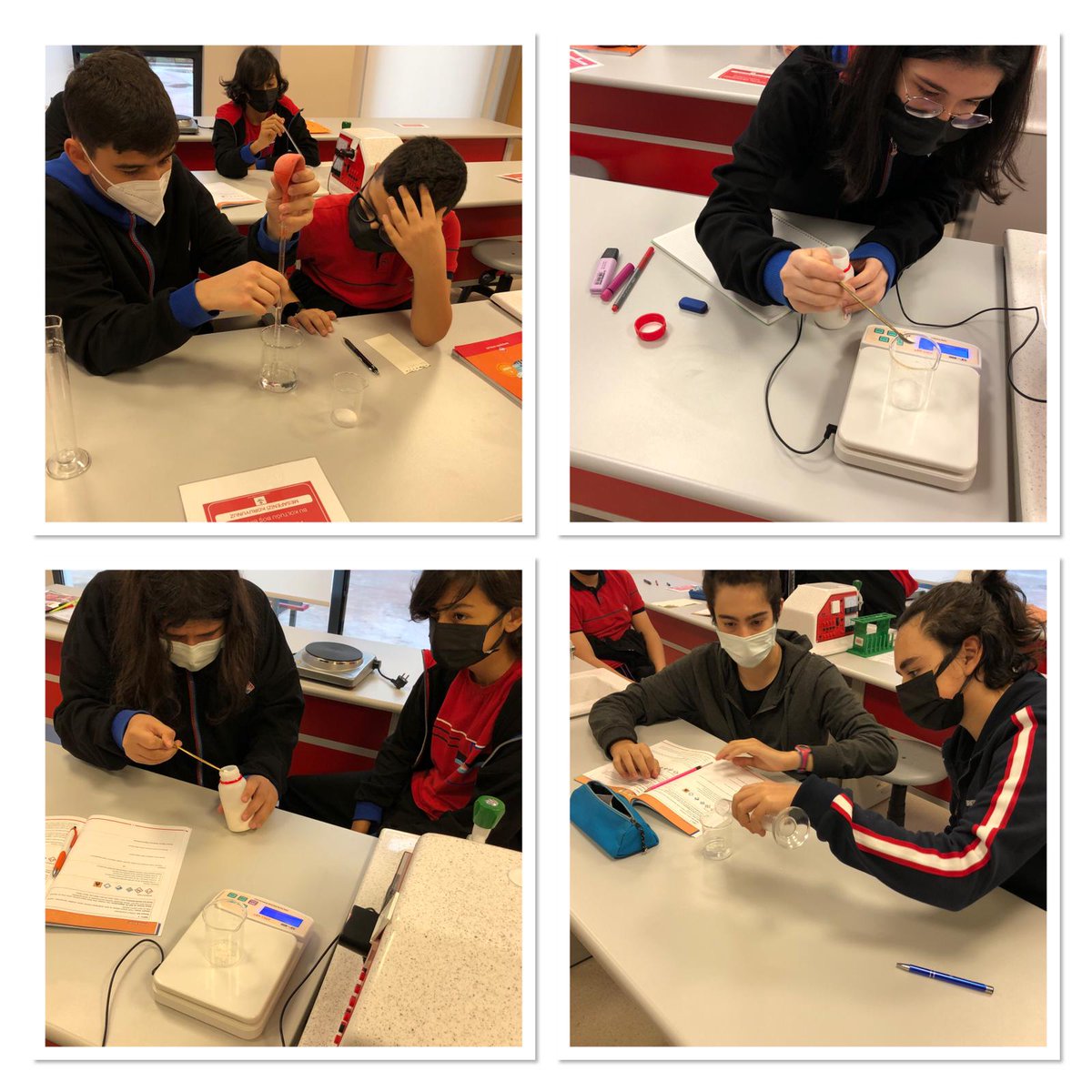 BK_Canakkale's tweet photo. Anadolu Lisesi 9.sınıf öğrencilerimizle Kimya dersinde laboratuvarda Kütlece ve Hacimce Yüzde hesaplamaları yaparak katı ve sıvı maddelerle “Çözelti Hazırlama” deneyini gerçekleştirdik. #bahçeşehirkoleji https://t.co/9US9jnyVaj