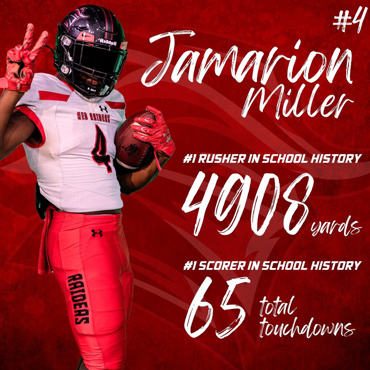 TylerISD's tweet photo. Talk about running your way right into the record books, @JamarionMiller1!💨 

Good luck at @AlabamaFTBL!

The stats don’t lie 🔥 @TylerLegacyFB https://t.co/3uWp0MsWu9