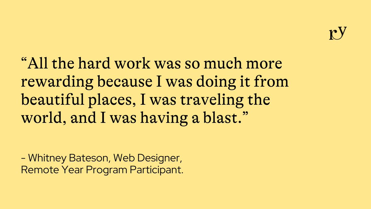 remoteyear's tweet photo. The best part of remote work? You can make the world your office and take your job anywhere, anytime.
#RemoteYear #LetsJourneyTogether #WorkRemote #RemoteWorkBenefits https://t.co/GewkkcGD6I