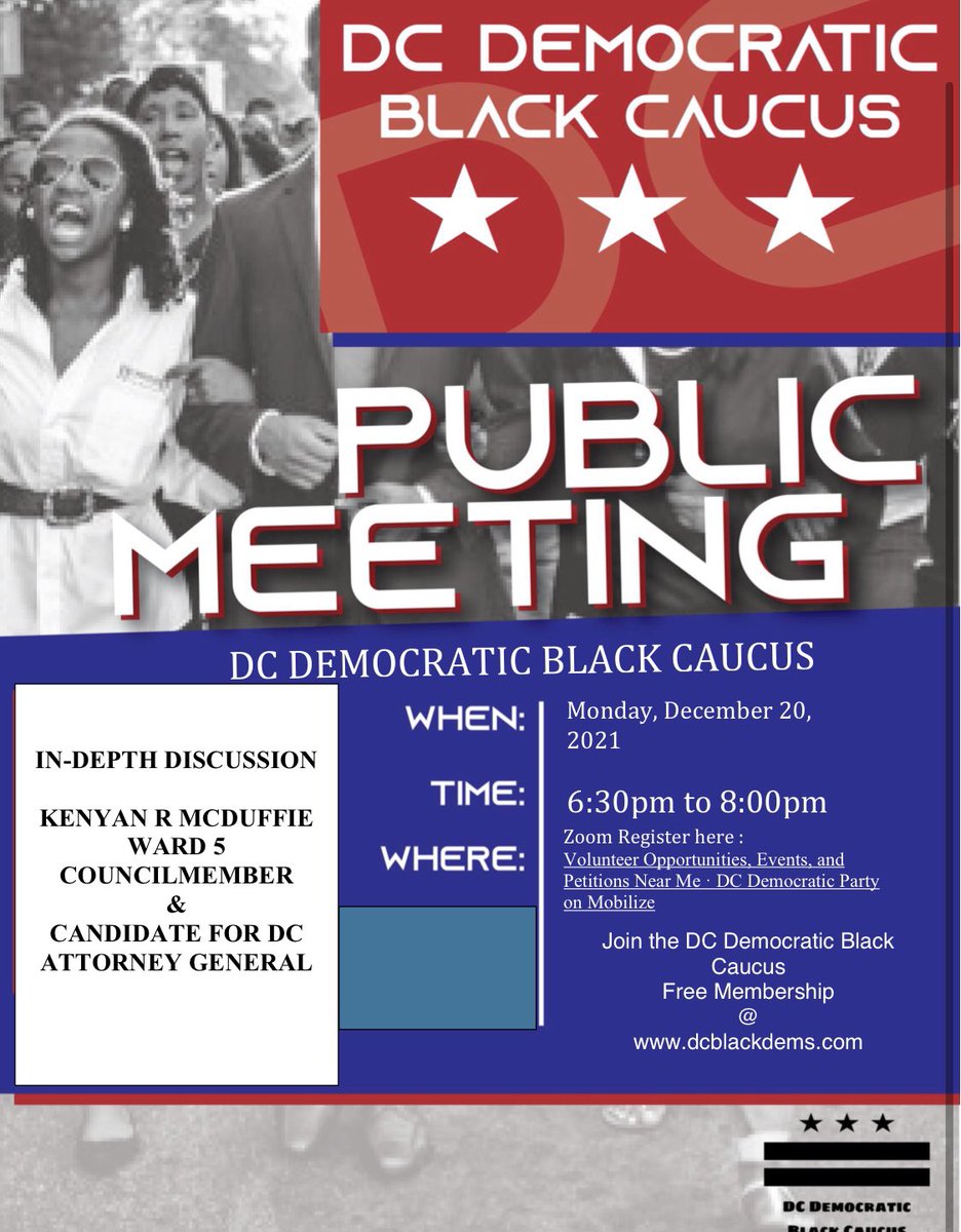Looking forward to seeing you all this Monday! <a href="/rogersfordc51/">Chocolate City Native</a> <a href="/candacetiana/">Candace Tiana Nelson</a> <a href="/salimadofo/">Salim Adofo</a> @McDuffieForAG <a href="/kenyanmcduffie/">Kenyan McDuffie</a> <a href="/CharlesWilsonDC/">Charles E. Wilson</a> <a href="/DCDemocrats/">DC Dems</a>