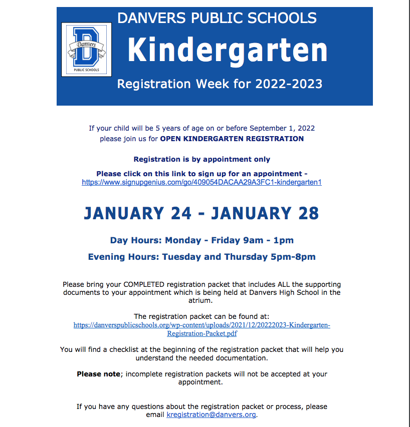 Join us for Kindergarten Registration Week January 24th -28th! 🏫

See details below and register now at: signupgenius.com/go/409054dacaa…