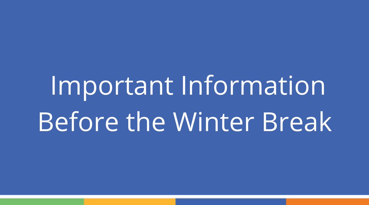 As we get ready for the final days before the winter break, please see the important information we have shared with parents/guardians for the coming days and weeks. ➡️ bit.ly/3dQVvUW