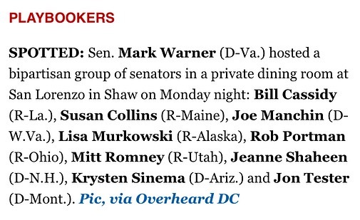 Everyone is always welcome at San Lorenzo! We were proud to serve 1/10th of the US Senate on Mon night, when Sen. Mark Warner brought 9 #Senators from both sides of the aisle to San Lorenzo for dinner! . #sanlorenzodc #dc #italian #dcdining #shawdc #dineinshaw