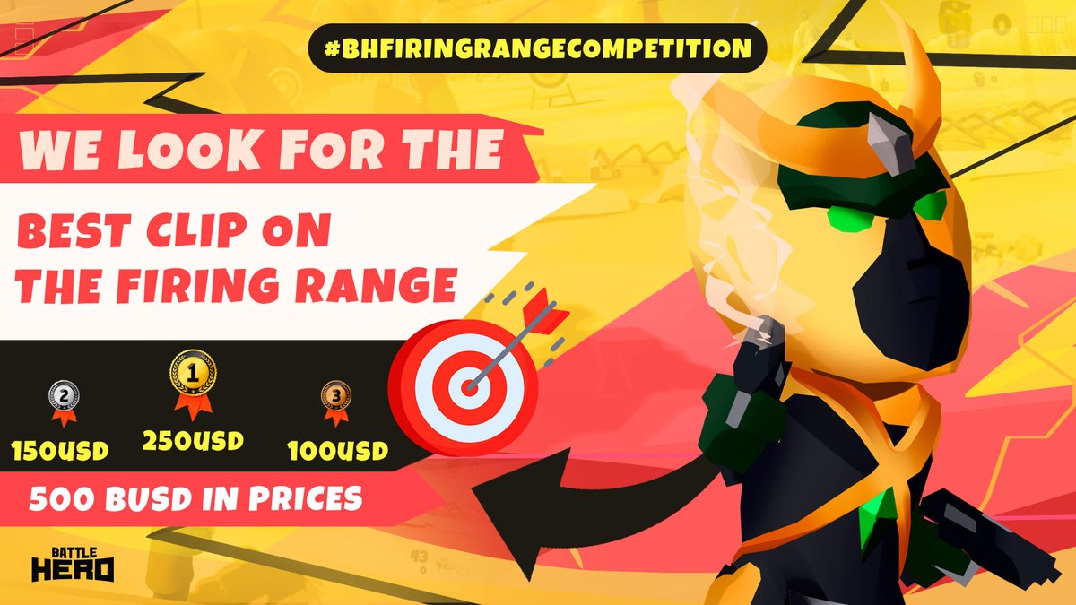 🇬🇧We are looking for the best video on the firing camp. The top 3 videos will receive $250, $150 and $100.
1) Download the shooting range at firingcamp.battlehero.io
2) Record your video
3) Upload it to YouTube
4) Post a tweet with the YouTube url and add #bhfiringrangecompetition