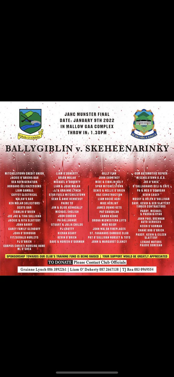 Ballygiblingaa's tweet photo. Huge thanks to all on our supporters wall!!! 👏🏼👏🏼👏🏼👏🏼🔴⚪️🔴⚪️🔴🔴⚪️🔴⚪️🔴⚪️🔴⚪️ https://t.co/ZFxpdtJ14v