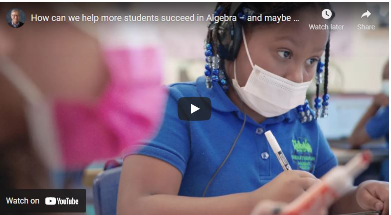 So excited to share that RIDE’s 8th Grade Algebra Readiness Course was just featured on <a href="/BillGates/">Bill Gates</a> personal blog, The #GatesNotes. Video highlighting Algebra Readiness course at DelSesto MS and an appearance from Commissioner <a href="/AInfanteGreen/">Angelica Infante</a>.  ow.ly/CcgI50HbEh3. #WeGotThisRI