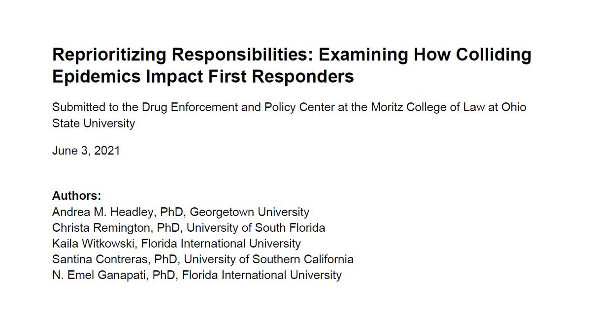 Read the executive summary from 2019-20 DEPC Drug Policy Research Grant Award recipients <a href="/AM_Headley/">Andrea M. Headley, PhD</a>, <a href="/chriztar/">Christa L. Remington</a>, <a href="/KailaWitkowski/">Kaila Witkowski</a>, <a href="/SantinaContrer/">Santina Contreras</a>, and <a href="/emel_ganapati/">Emel Ganapati</a>. The project focuses on the impact of COVID-19 on the response to the opioid epidemic.

➡ bit.ly/327PKja