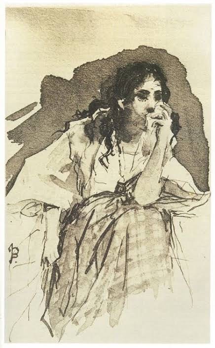 Except for the last one! It was inspired by this sketch by juan luna that I found very eerie and lovely :] 