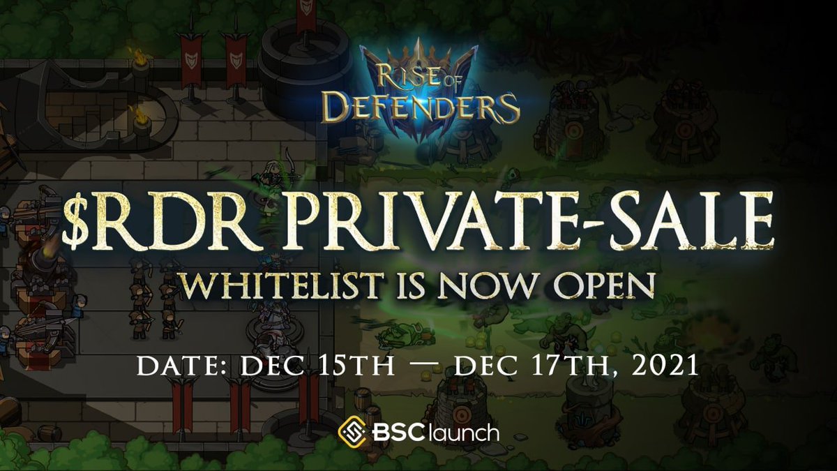 BSClaunchorg's tweet image. @DefendersRise private-sale whitelist is now live!🟡

We are delighted to announce that the whitelisting registration for the Rise of Defenders deal is now officially open. 

🔎Let's get started!
T.ME/Bsclaunchchann…

$RDR x $BSL
#GameFi #P2E #RiseofDefenders