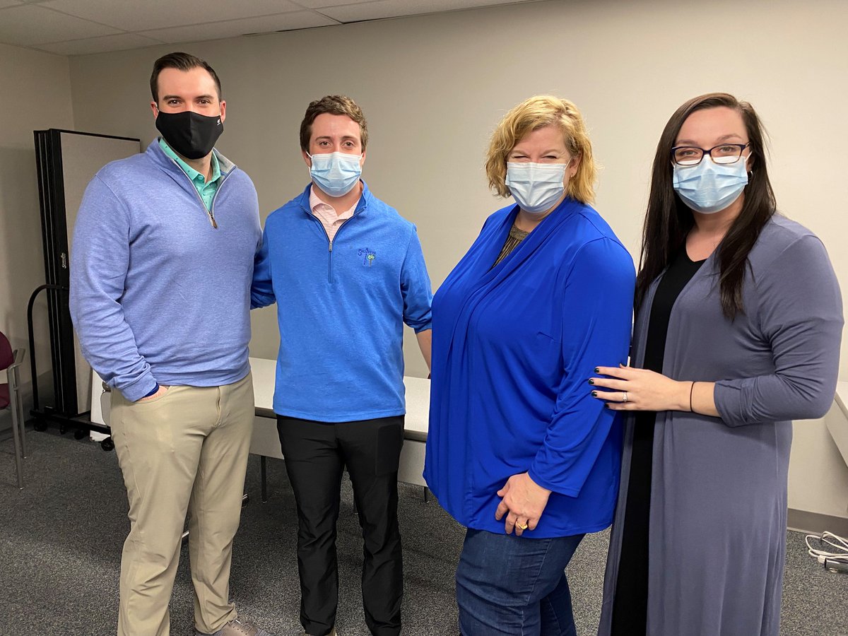 Check out our Medicare agents all dressed in shades of blue today! #lourielifeandhealth #medicareteam #officetwinning