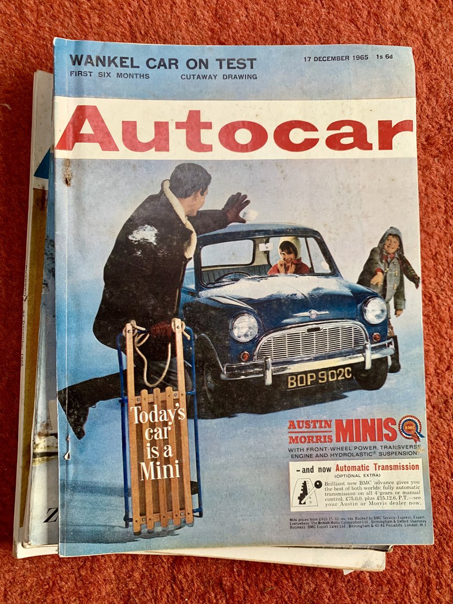 KeeCreativeUK's tweet photo. #WBW: We love this @autocar #Christmas #1965 front cover. ☃️
Today's car is a #MINI! The best of both worlds – a fully automatic transmission on all 4 gears or manual control for £75.00! Yes, please 🙌 

#christmas2021 #waybackwednesday @MINIUK https://t.co/9QThqRKstU
