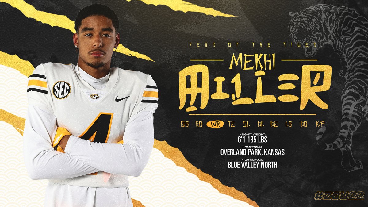 MizzouFootball's tweet photo. Another big-time WR from KC 🙌

@Mekhi4Miller is officially a 🐅

#MIZ | #Zou22🐯🏈 https://t.co/7NjVagxjUw