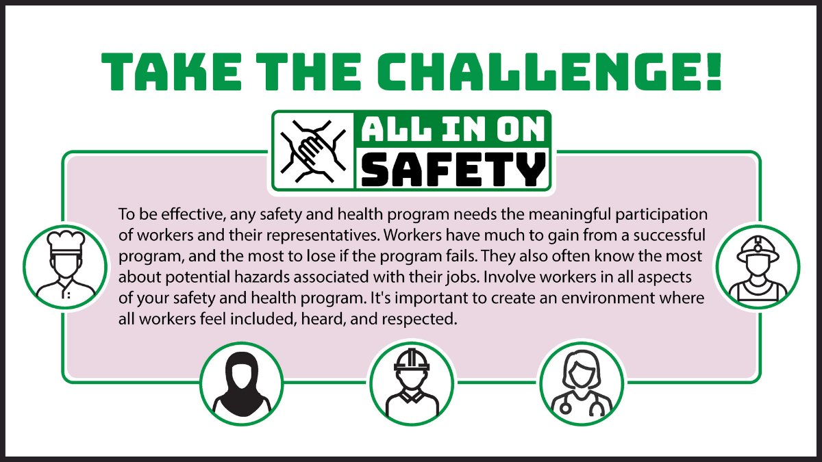 VPPPA's tweet photo. Are you #AllInOnSafety? Take the challenge to meaningfully engage your workforce in safety and health ➡️ https://t.co/r6UNqHLyax #SafeAndSoundAtWork https://t.co/NdP2AazdK1