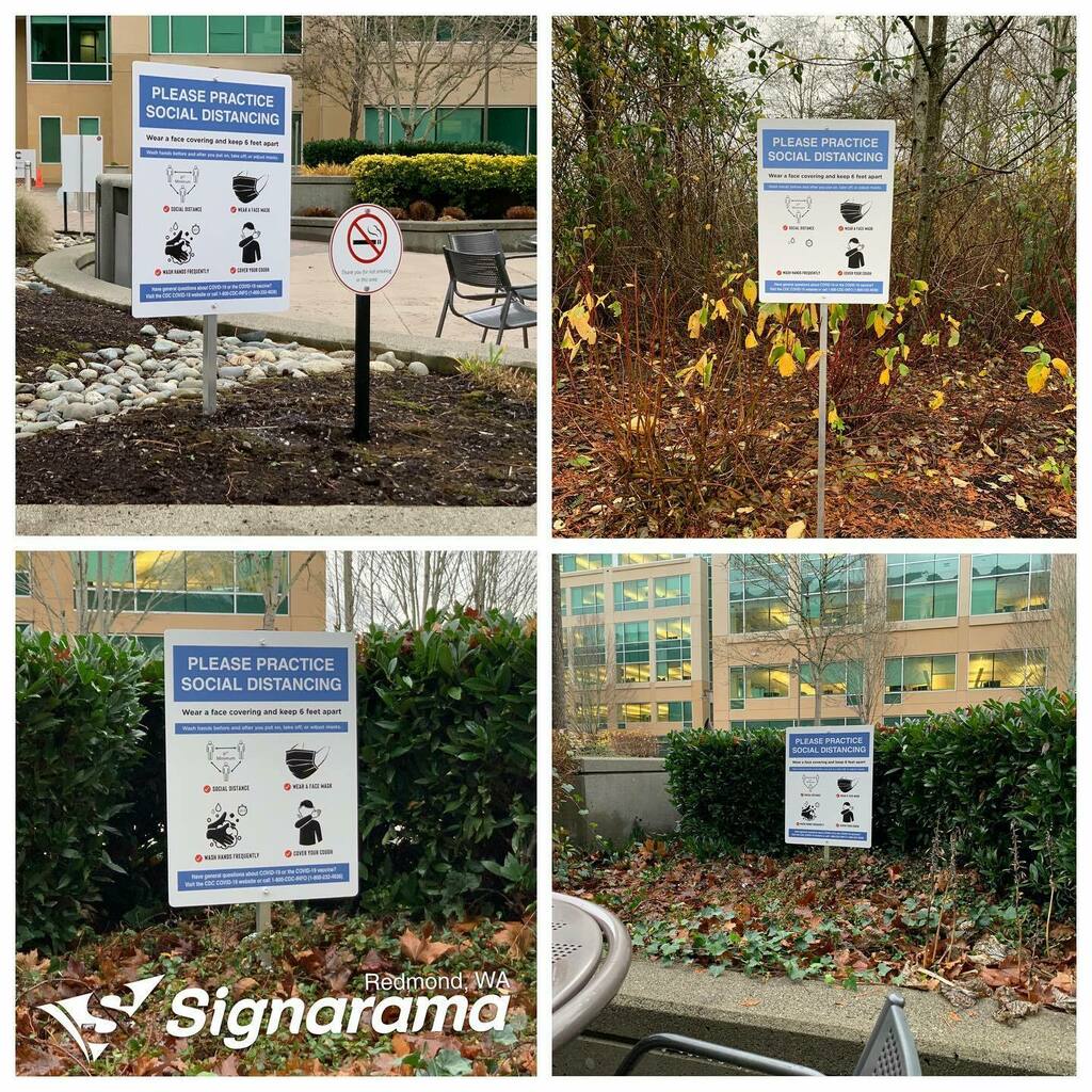 SignsRedmond's tweet photo. The battle isn’t over against pandemic as workers slowly return to the workplace. We helped Kennedy Wilson Properties remind workers to follow safety protocols while on their business parks.
#signaramaredmond #signcompany #signshop #signstore #wego… https://t.co/PeyxF6pL6r https://t.co/0CPYlsXhDF