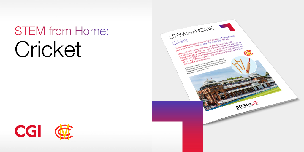 CGI_UKNEWS's tweet photo. We are excited to release a #cricket themed #STEMfromHome pack in partnership with our #technology partner @MCCOfficial. Help us to inspire the next generation to watch, play and enjoy cricket! https://t.co/h5QTx38JUy #ExperienceCGI #WeAreCGI https://t.co/UzNAsiKk4X