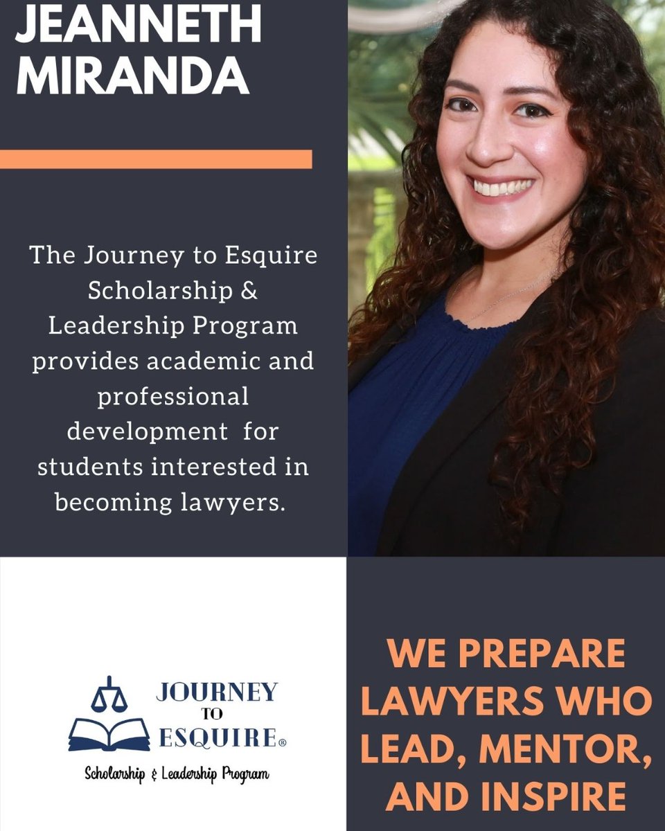 JourneytoEsq's tweet photo. ⚖  We are so excited to have a great group of law students and lawyers in the Class of 2022. Welcome Participant Jeanneth Miranda from WMU Cooley Law School!
Support us and visit our website for more! https://t.co/Z2LPFgHqPH
#stetsonlaw #cooleylaw #TheFloridaBar https://t.co/gJ8eJHa4ss