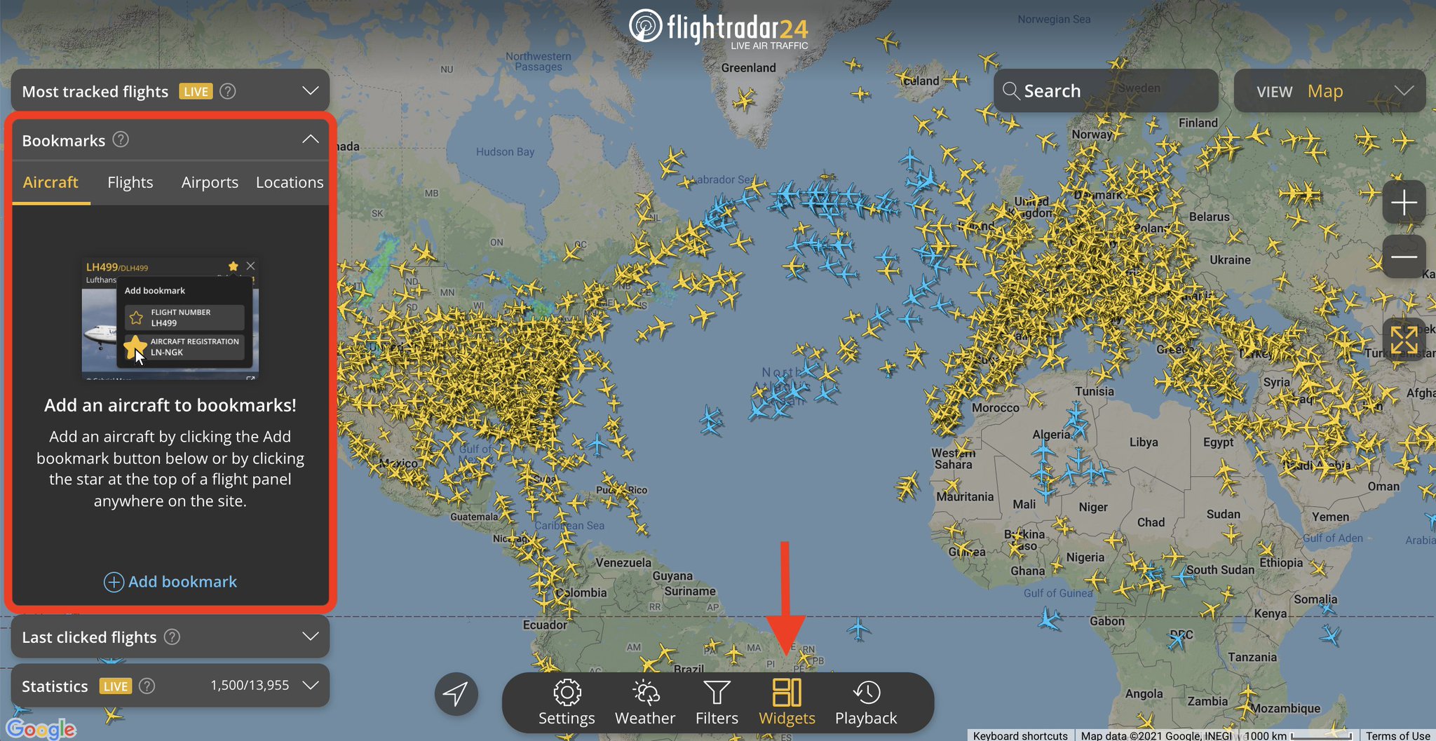 Flightradar24 on Twitter "Introducing the new Bookmarks widget! You can now bookmark specific
