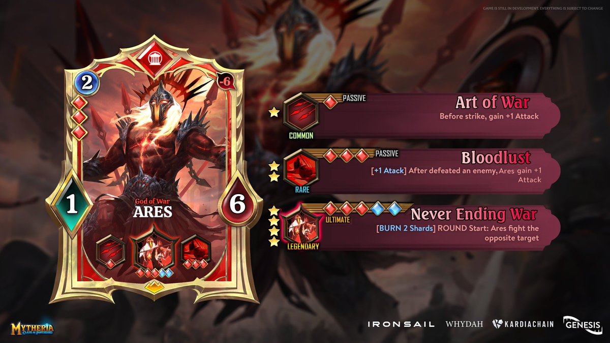 Mytheria_MYRA's tweet photo. 🔥 GOD OF WAR - ARES
⚡️ Crushing through the battle field, destroying any enemy who dares to challenge the God of War, Ares is the war champion that you should never underestimate!

So who is ready to add the God of Wars into your deck?
#Mytheria @KardiaChain #Genesis #MYRA $MYRA https://t.co/KGivnwarU4