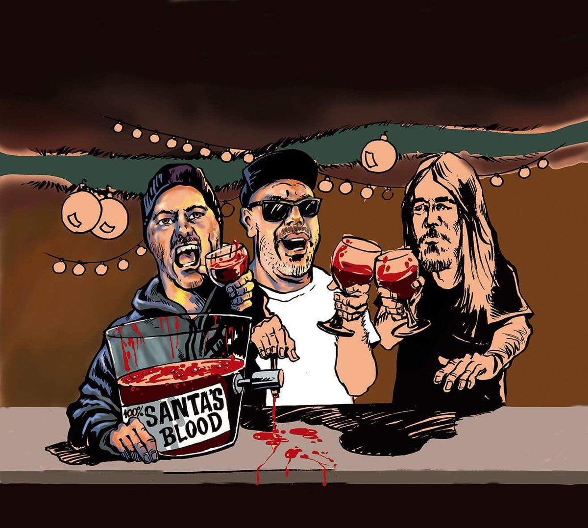 TheDRP1's tweet photo. Happy Holidays from my band Angry Corpses to you! May it be blessed and filled with the blood of your enemies! 😎😜 Artwork by Thomas Pinheiro. #angrycorpses #thrashorbethrashed #thrashmetal #njhc #nyhc #hardcore #crossover #usaformod https://t.co/5ReAxCXI7V