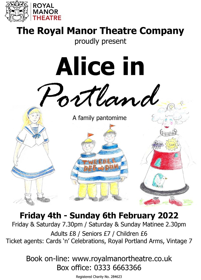 RMTCPortland's tweet image. Alice in Portland, our 2022 Pantomime in February - mailchi.mp/3b214513477b/a… #pantomime #uk #dorset #thingstodouk #weymouthuk #weymouth #portlanduk