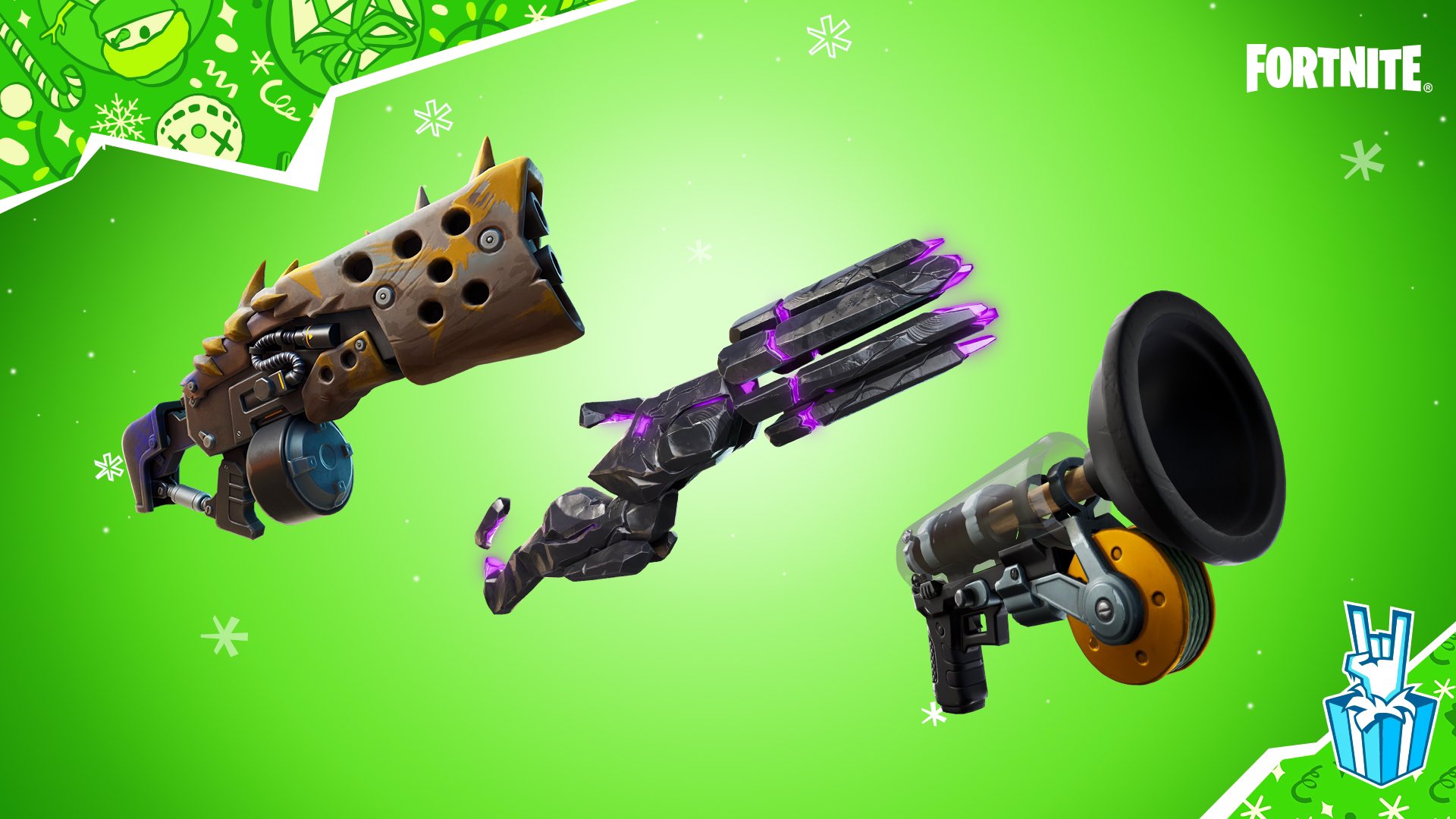 フォートナイト クリエイティブ 本日もクリエイティブに新しくミシック武器が追加されました ニャッスルのニャウニャウライフル サイドウェイズミニガン スパイアアサシンのプライマルショットガン ジュールズのグライダーガン スローンの