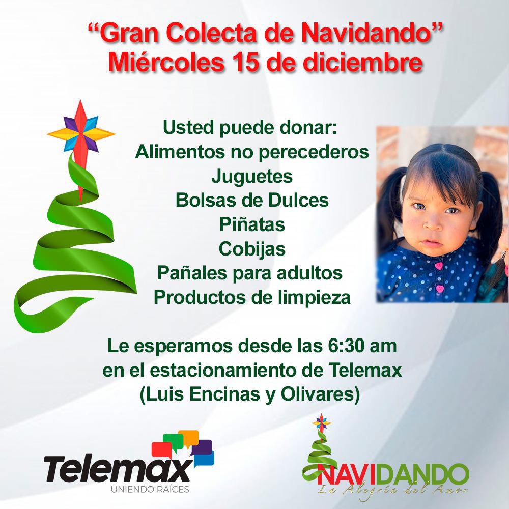 PaulinaOcanaE's tweet photo. ¡Hoy tenemos el famoso navidando de @TMXDigital!

Estaremos saludando en vivo a todas y todos nuestros amigos que vengan. Aquí andaremos hasta las 3 pm recibiendo: 

- Alimentos no perecederos
- Juguetes
- Dulces
- Piñatas
- Cobijas
- Pañales para adultos
- Productos de limpieza https://t.co/lFRhNPJ5V3