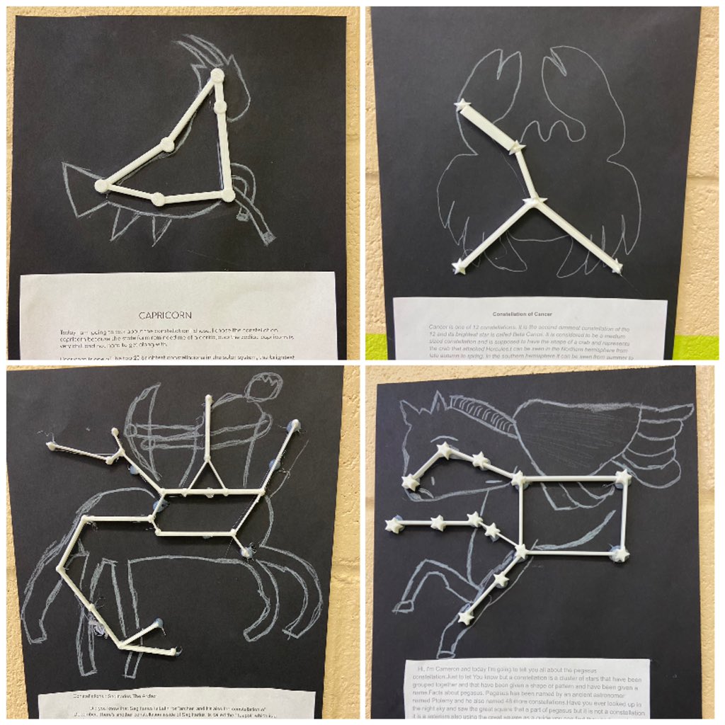 HDDawe's tweet image. After researching a constellation of choice, students designed and printed their constellation on the #3Dprinter #designandcreate #constellations #space @BrooksideInt @nltatesic #makers