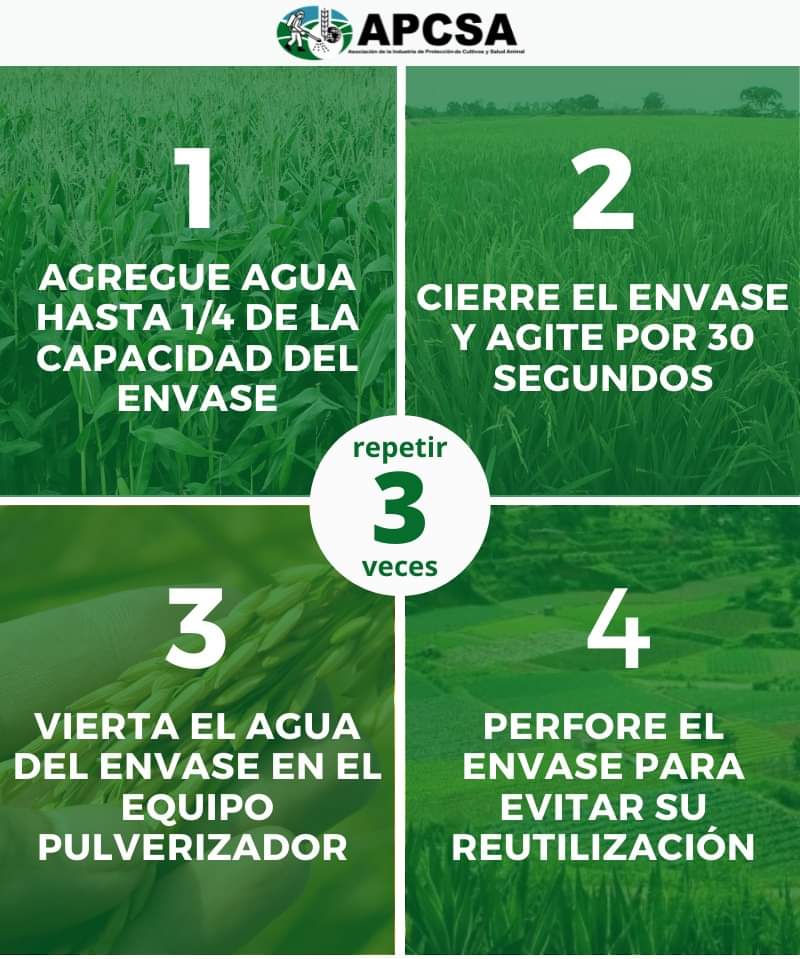 Cuidar el Planeta 🌎 en el que vivimos es tarea de todos.🏃‍♂🏃‍♀
Realice el #TripleLavado a los envases vacíos de agroquímicos y luego deposítelos en el centro de acopio más cercano.
En #APCSA trabajamos por una #AgriculturaSostenible respetuosa con el Medio Ambiente.