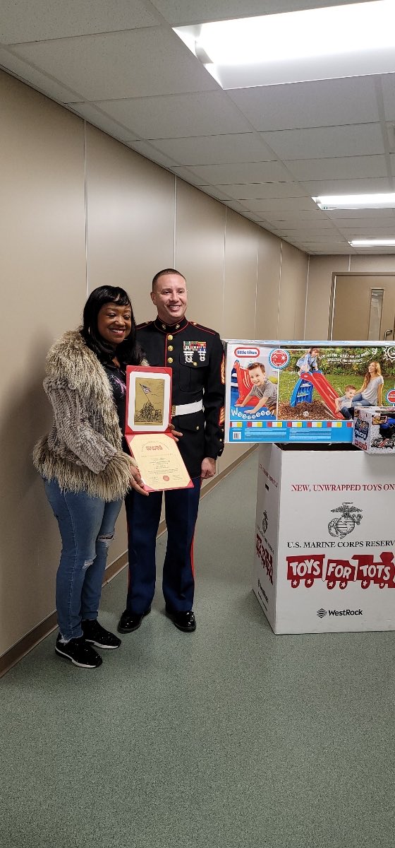 I’m Honored the U.S. Marine Corps Reserve Toys For Tots presented me with a Commander’s Award! Anything for Kids!! Thanks!