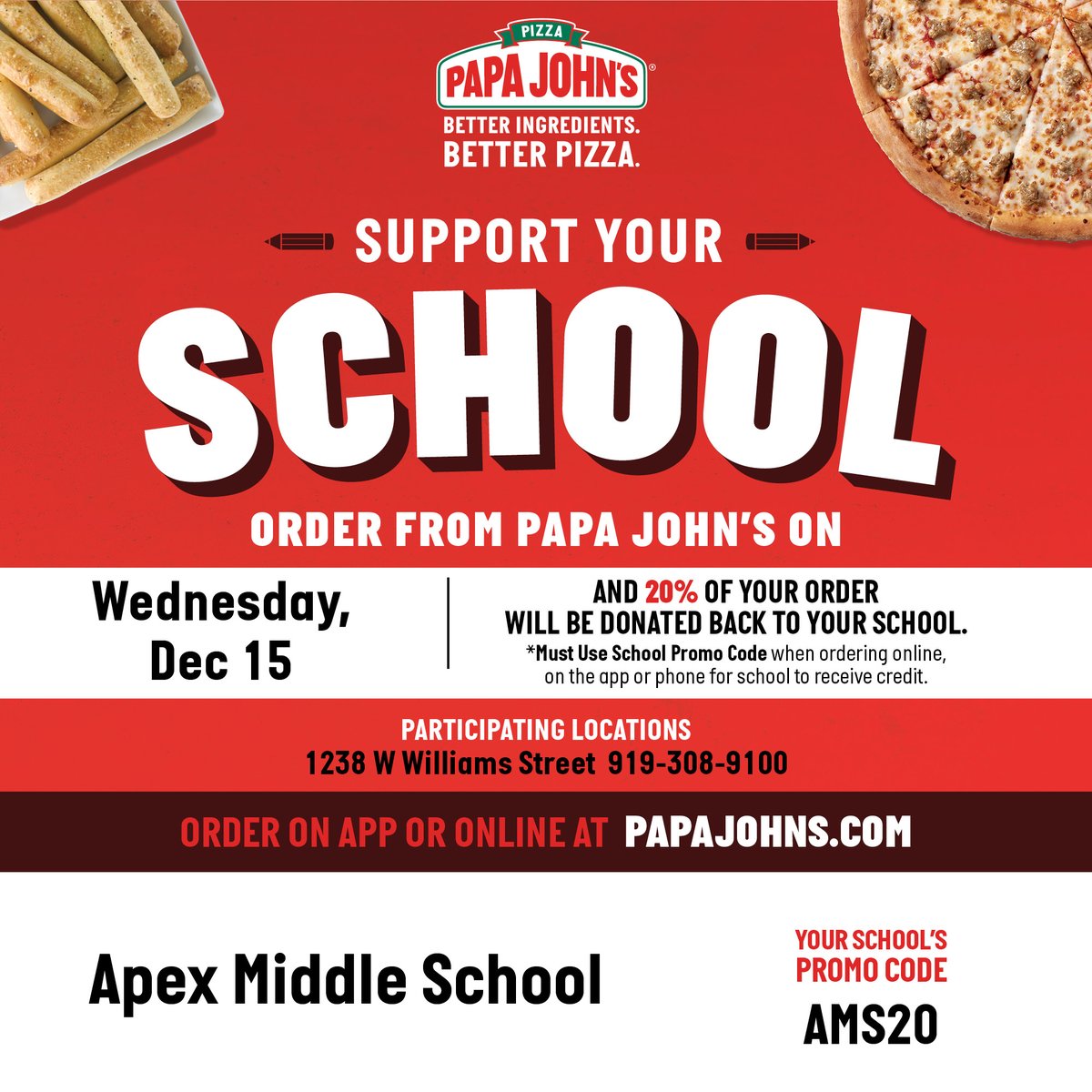 TONIGHT is Papa John's Spirit Night!!!! 🍕🥳⭐