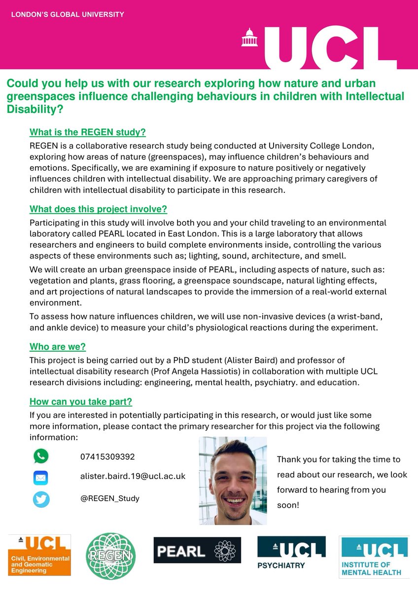 Call for participants 🗣️📢: We are currently recruiting children for our study exploring the effects of an artificial urban greenspace on physiological arousal and challenging behaviours. Please share and disseminate to any relevant parties <a href="/likahassiotis/">Angela Hassiotis (+@proflikahass.bsky.social)</a> @NickTyler4 <a href="/PearlPlace_/">PEARLplace</a>