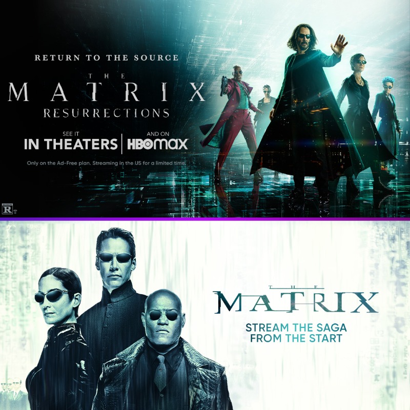 hbomax's tweet photo. Sign up for The Matrix Resurrections, now in theaters &amp; on HBO Max, and experience the iconic original trilogy.
