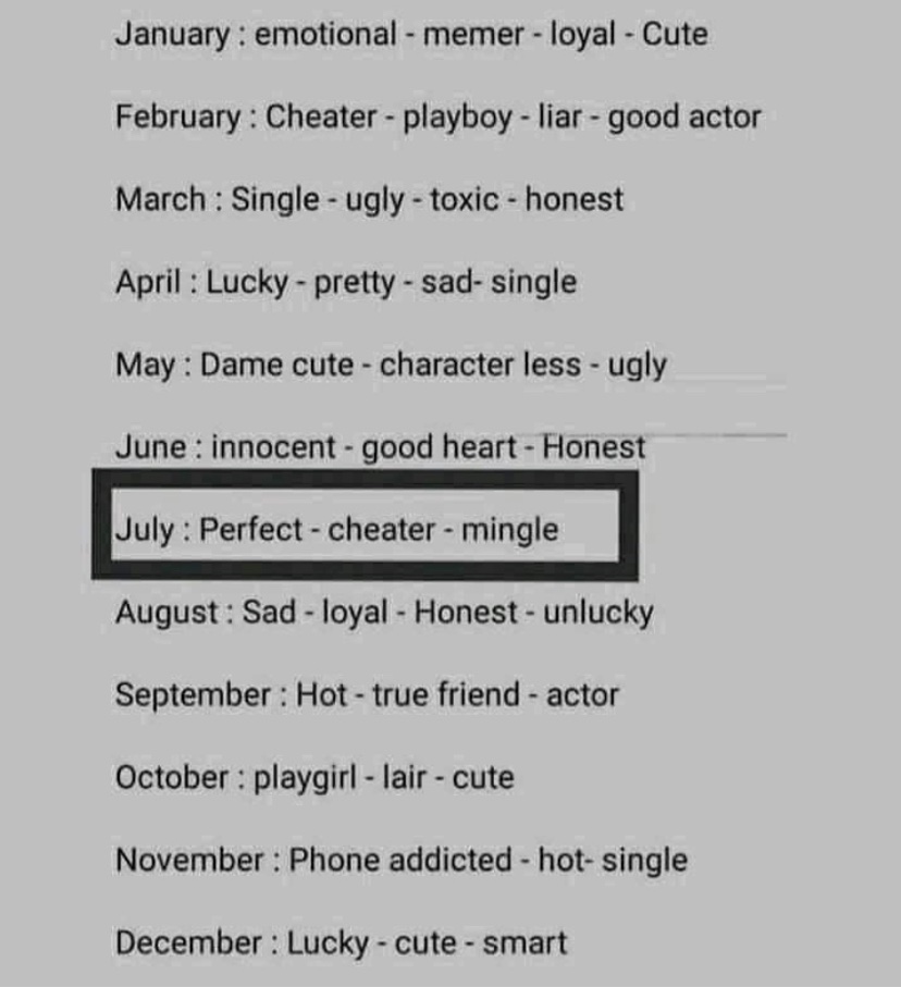 I'm February
Wbu?