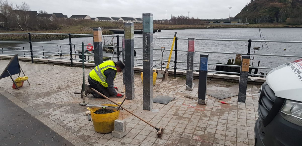 Well, that’s a wrap, Interpreting the Dumbarton waterfront. Well done to <a href="/weareleach/">Leach</a> for installing in all weathers, nice to see this one completed. #Interpretation #design #Installation
