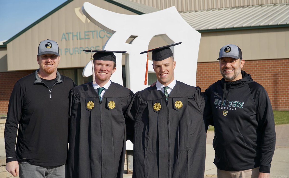 coachkelleywsu's tweet photo. Congratulations @waynestbaseball student-athletes Ryan Foley &amp; Jacob Finkbeiner regarding their Fall Semester Commencement! These two have been winning on and off the field together since 1st Grade #Saline #Detroit #MyWSUStory https://t.co/p5AMDGmRu4